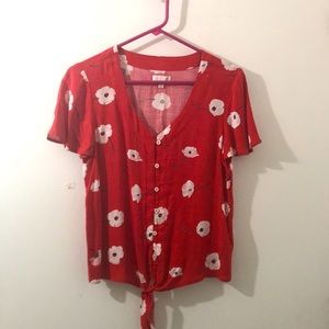 Red flowers top